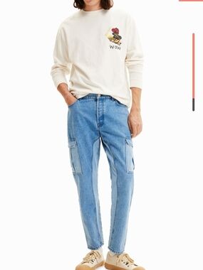 Men's Desigual Hybrud Cargo Trousers Jeans Size 32
